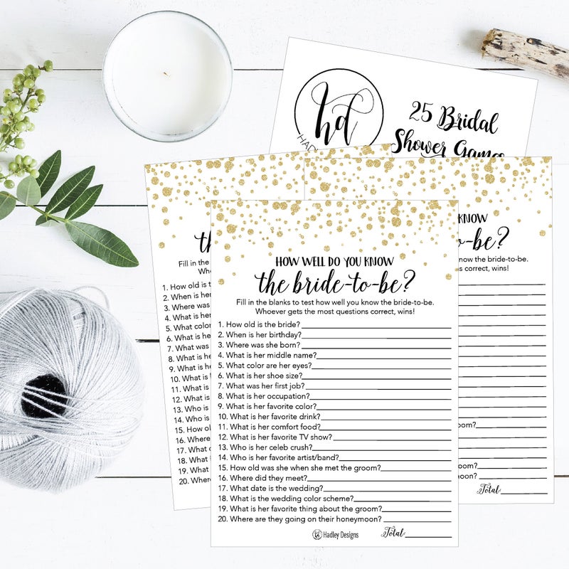 Hadley Designs Gold Bridal Shower Games for 25 Guests â€“ Fun and Hilarious Bridal Games for Showers, Wedding Shower, Engagement, Classy Party Activities - Image 4